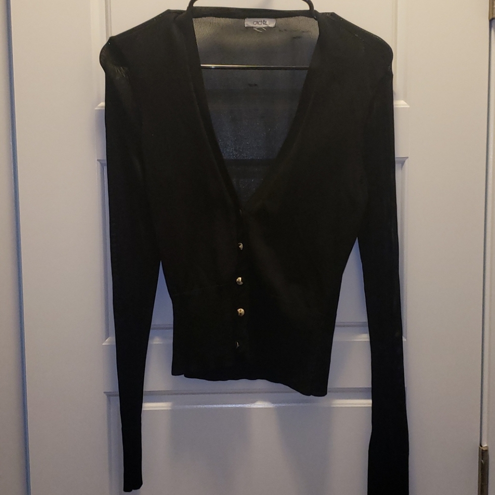 Black mesh long sleeve cover up